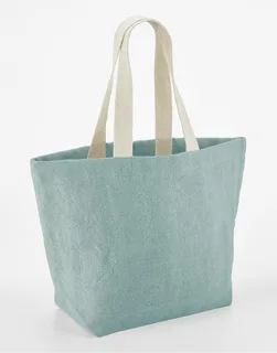 Westford Mill Soft washed jute beach bag in Duck Egg Blue, voorkant
