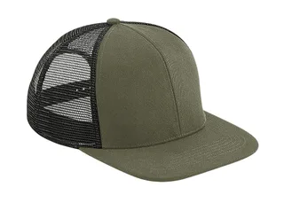 Beechfield Original 6-panel truckerspet met platte klep in Olive Green/Black, voorkant
