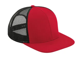 Beechfield Original 6-panel truckerspet met platte klep in Classic Red/Black, voorkant