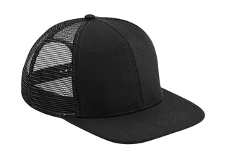 Beechfield Original 6-panel truckerspet met platte klep in Black/Black, voorkant