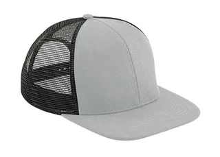 Beechfield Original 6-panel truckerspet met platte klep in Grey/Black, voorkant