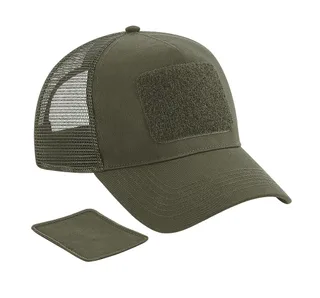 Beechfield Meshpet, verstelbaar aan de achterkant met afneembare patch. in Military Green, voorkant
