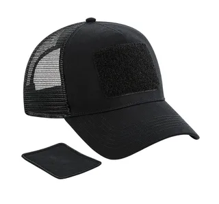 Beechfield Meshpet, verstelbaar aan de achterkant met afneembare patch. in Black, voorkant
