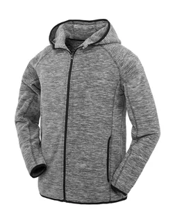 Spiro Men's microfleece hoodie in Marl Grey/Black, voorkant