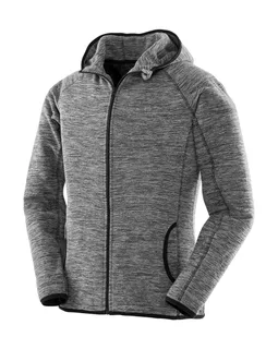 Spiro Women's microfleece hoodie in Marl Grey/Black, voorkant