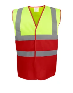 Yoko Tweekleurig hi-vis hesje in Fluo Yellow/Red, voorkant