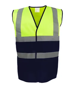 Yoko Tweekleurig hi-vis hesje in Fluo Yellow/Navy, voorkant