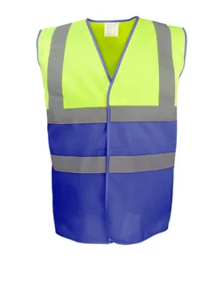 Yoko Tweekleurig hi-vis hesje in Fluo Yellow/Royal Blue, voorkant