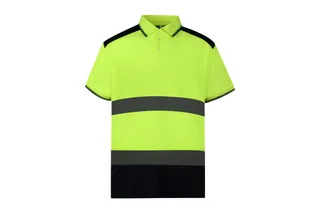 Yoko Fluo 2-tone polo in Fluo Yellow/Navy, voorkant