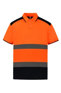 Yoko Fluo 2-tone polo in Fluo Orange/Navy , voorkant