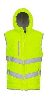 Yoko Fluo Kensington bodywarmer met capuchon in Fluo Yellow, voorkant
