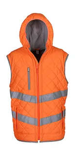 Yoko Fluo Kensington bodywarmer met capuchon in Fluo Orange, voorkant