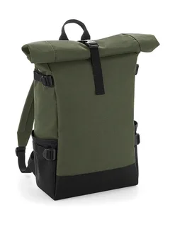 Bagbase Block roll-top rugzak in Olive Green/Black, voorkant