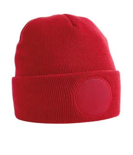 Beechfield Muts met ronde patch in Classic Red, voorkant