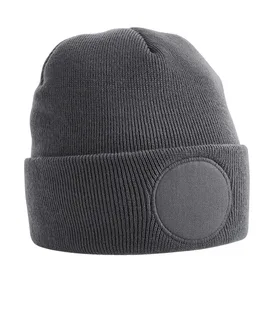 Beechfield Muts met ronde patch in Graphite Grey, voorkant