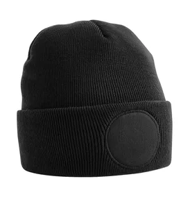 Beechfield Muts met ronde patch in Black, voorkant
