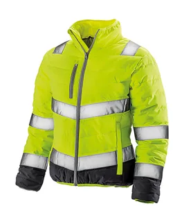Result Safe Guard Dames zacht gewatteerd veiligheidsjack in Fluo Yellow/Grey, voorkant