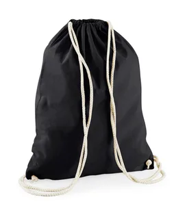 Westford Mill Recycled Cotton Gymsac in Black, voorkant