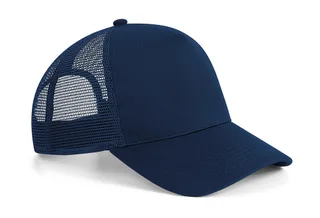 Beechfield Microknit snapback trucker cap in French Navy, voorkant