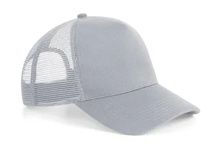 Beechfield Microknit snapback trucker cap in Light Grey, voorkant