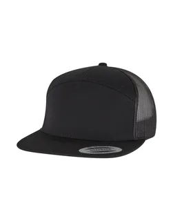 Flexfit Klassieke 7-panel truckerspet in Black/Black, voorkant