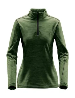Stormtech Dames Base thermische trui met kwartrits in Earth Green, voorkant