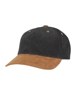 Flexfit Klassieke corduroy pet met suède klep in Black/Caramel, voorkant
