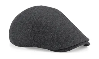 Beechfield Melton wool Ivy flat cap in Charcoal Marl , voorkant