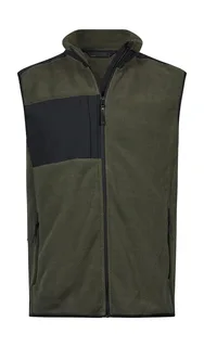 Tee Jays Mountain fleece bodywarmer in Deep Green/Black, voorkant