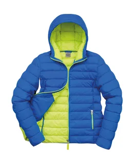Result Urban Women's Snow Bird hooded jacket in Ocean Blue/Lime Punch, voorkant