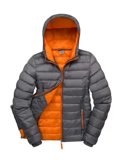 Result Urban Women's Snow Bird hooded jacket in Grey/Orange, voorkant