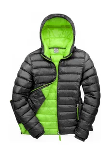 Result Urban Women's Snow Bird hooded jacket in Black/Lime, voorkant