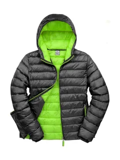 Result Heren Snow Bird jack met capuchon in Black/Lime, voorkant