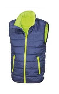 Result Core Kids' padded bodywarmer in Navy/Lime, voorkant