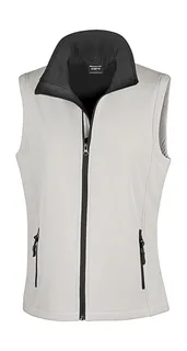 Result Core Core women's printable softshell bodywarmer in White/Black, voorkant