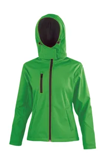 Result Core Core dames TX Performance softshell jack met capuchon in Vivid Green/Black, voorkant