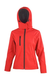 Result Core Core dames TX Performance softshell jack met capuchon in Red/Black, voorkant