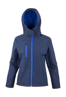 Result Core Core dames TX Performance softshell jack met capuchon in Navy/Royal, voorkant
