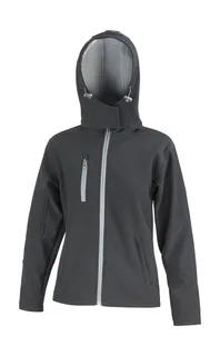 Result Core Core dames TX Performance softshell jack met capuchon in Black/Grey, voorkant