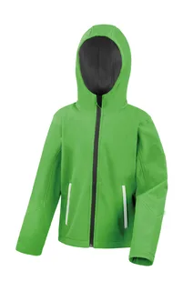 Result Core Kinder TX Performance softshell jack met capuchon in Vivid Green/Black, voorkant