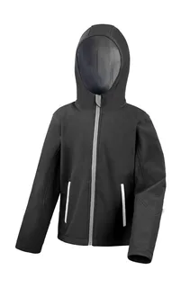 Result Core Kinder TX Performance softshell jack met capuchon in Black/Grey, voorkant
