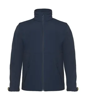 B&C Kids' hooded softshell jacket in Navy, voorkant