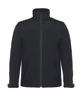 B&C Kids' hooded softshell jacket in Black, voorkant