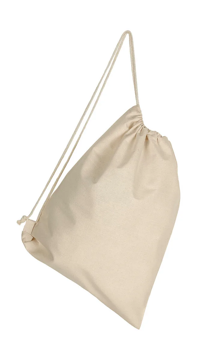 SG Accessories Cotton backpack with single drawstring in Natural, voorkant – te bedrukken met jouw logo of tekst