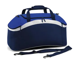 Bagbase Teamwear sporttas in French Navy/Bright Royal/White, voorkant