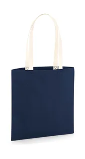 Westford Mill EarthAware™ Bag for Life van biologisch katoen met contrasterende hengsels in French Navy/Natural, voorkant