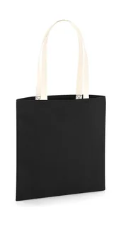 Westford Mill EarthAware™ Bag for Life van biologisch katoen met contrasterende hengsels in Black/Natural, voorkant