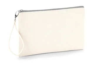 Westford Mill Canvas Wristlet Pouch in Natural/Light Grey, voorkant