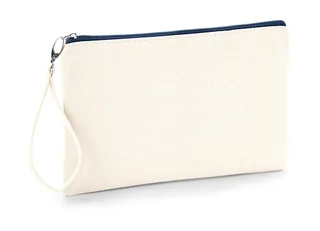 Westford Mill Canvas Wristlet Pouch in Natural/Navy, voorkant