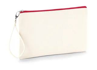 Westford Mill Canvas Wristlet Pouch in Natural/Red, voorkant